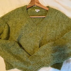 Garage Cropped Green Knit Sweater